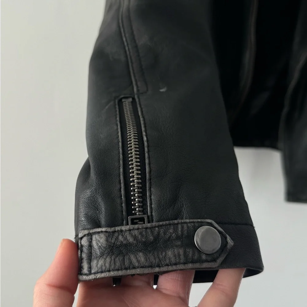 All Saints Black Leather Jacket - Picture 2 of 5